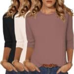Zeagoo Tops for Women 3 Pack 3/4