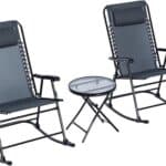 Outsunny 3pc Patio Rocking Chair Set Headrest