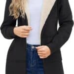 Womens Long Sherpa Fleece Zip Up Hoodie