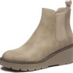 Athlefit Womens Chelsea Wedge Boots Elastic Platform