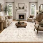 Washable Area Rugs 8×10 Beige Rugs for